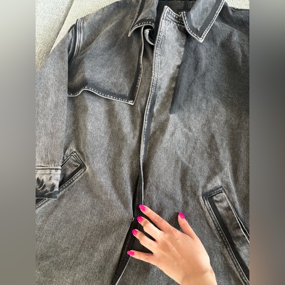 ZARA Denim Oversized Trench Coat – L/XL – Black - Picture 11 of 16